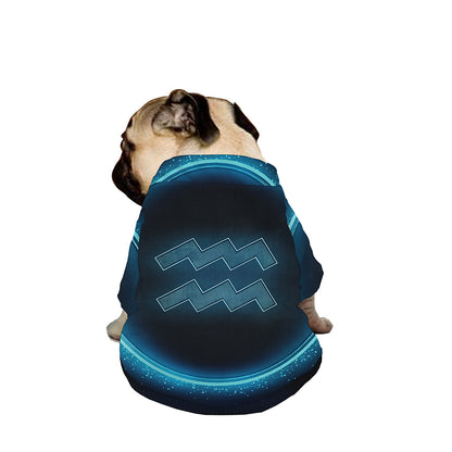 Blue Aquarius Zodiac Sign Print Dog Zip Up Jacket