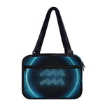 Blue Aquarius Zodiac Sign Print Double Strap Bible Bag