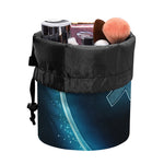 Blue Aquarius Zodiac Sign Print Drawstring Makeup Bag