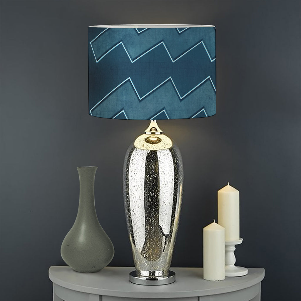 Blue Aquarius Zodiac Sign Print Drum Lamp Shade