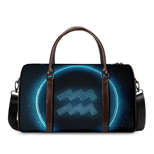 Blue Aquarius Zodiac Sign Print Duffle Bag
