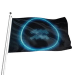 Blue Aquarius Zodiac Sign Print Flag