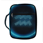 Blue Aquarius Zodiac Sign Print Front Pocket Bible Bag