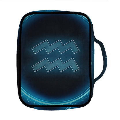 Blue Aquarius Zodiac Sign Print Front Pocket Bible Bag