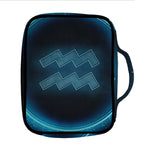Blue Aquarius Zodiac Sign Print Front Pocket Bible Bag