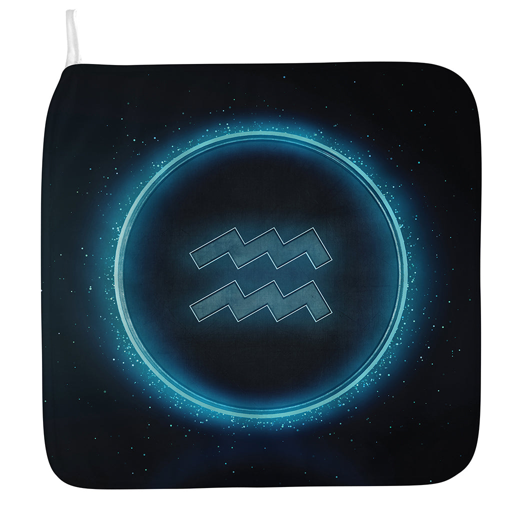 Blue Aquarius Zodiac Sign Print Hand Towel