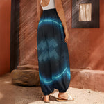 Blue Aquarius Zodiac Sign Print Harem Pants
