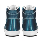 Blue Aquarius Zodiac Sign Print High Top Leather Sneakers