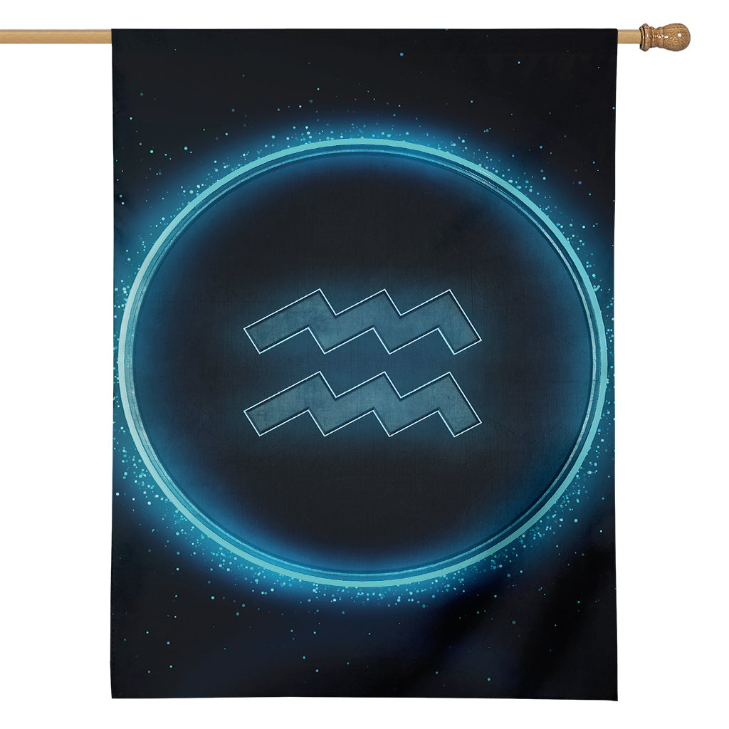 Blue Aquarius Zodiac Sign Print House Flag
