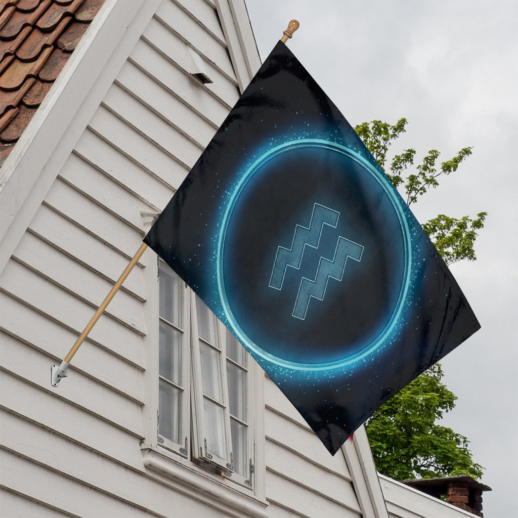 Blue Aquarius Zodiac Sign Print House Flag