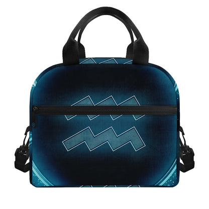 Blue Aquarius Zodiac Sign Print Insulated Lunch Bag