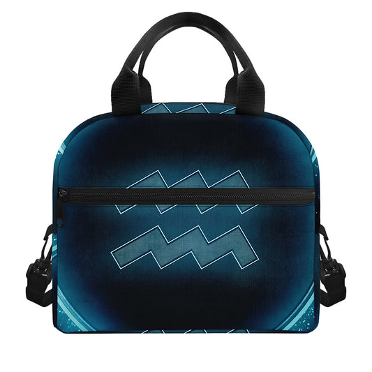 Blue Aquarius Zodiac Sign Print Insulated Lunch Bag