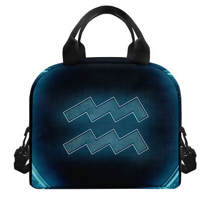 Blue Aquarius Zodiac Sign Print Insulated Lunch Bag