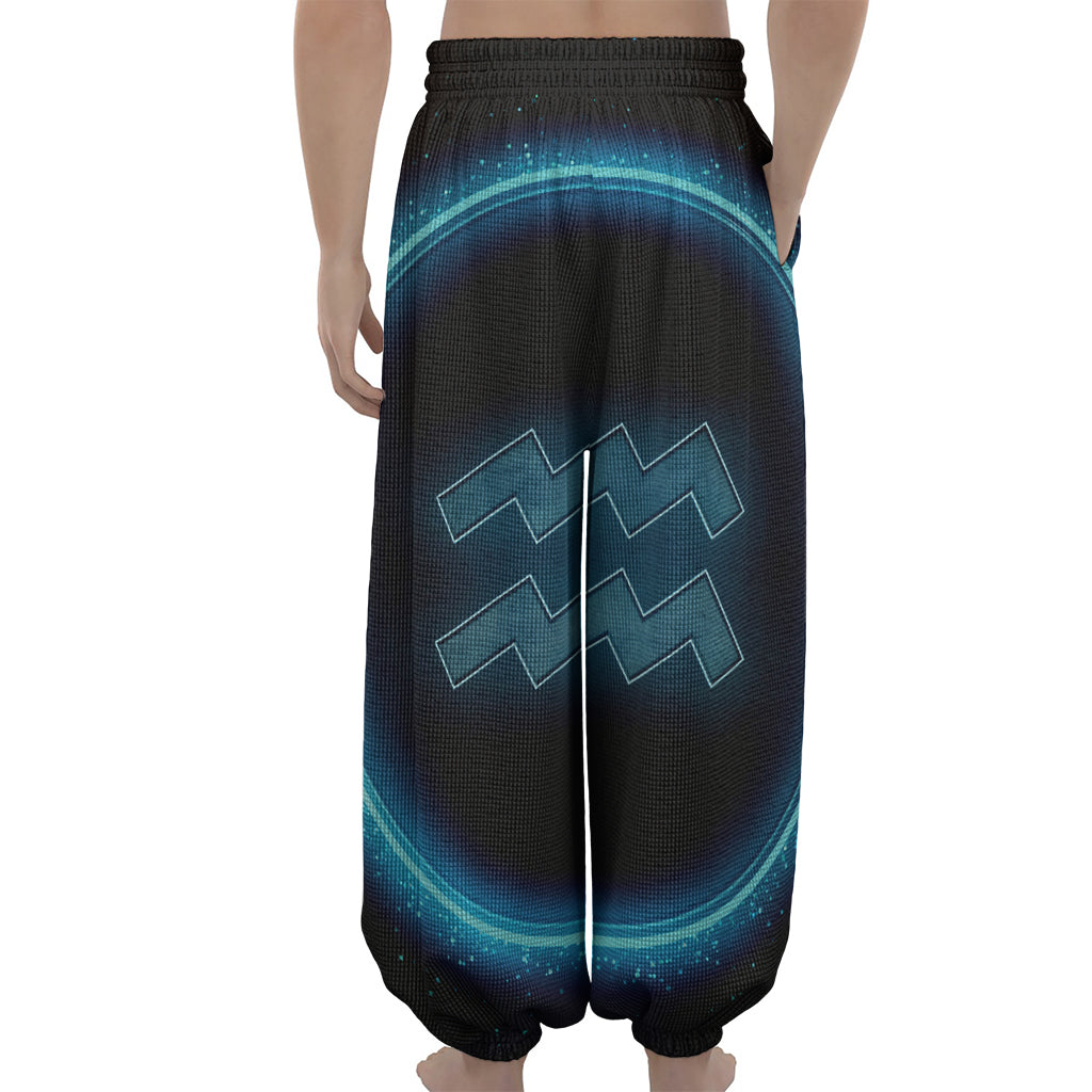 Blue Aquarius Zodiac Sign Print Lantern Pants