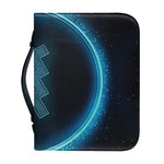 Blue Aquarius Zodiac Sign Print Leather Bible Cover