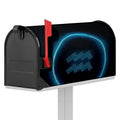 Blue Aquarius Zodiac Sign Print Mailbox Cover