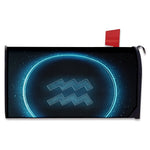 Blue Aquarius Zodiac Sign Print Mailbox Cover