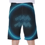 Blue Aquarius Zodiac Sign Print Men's Beach Shorts