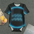 Blue Aquarius Zodiac Sign Print Men's Bodysuit