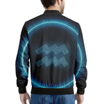 Blue Aquarius Zodiac Sign Print Men's Bomber Jacket