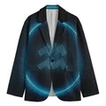 Blue Aquarius Zodiac Sign Print Men's Cotton Blazer
