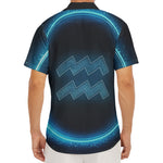 Blue Aquarius Zodiac Sign Print Men's Deep V-Neck Shirt