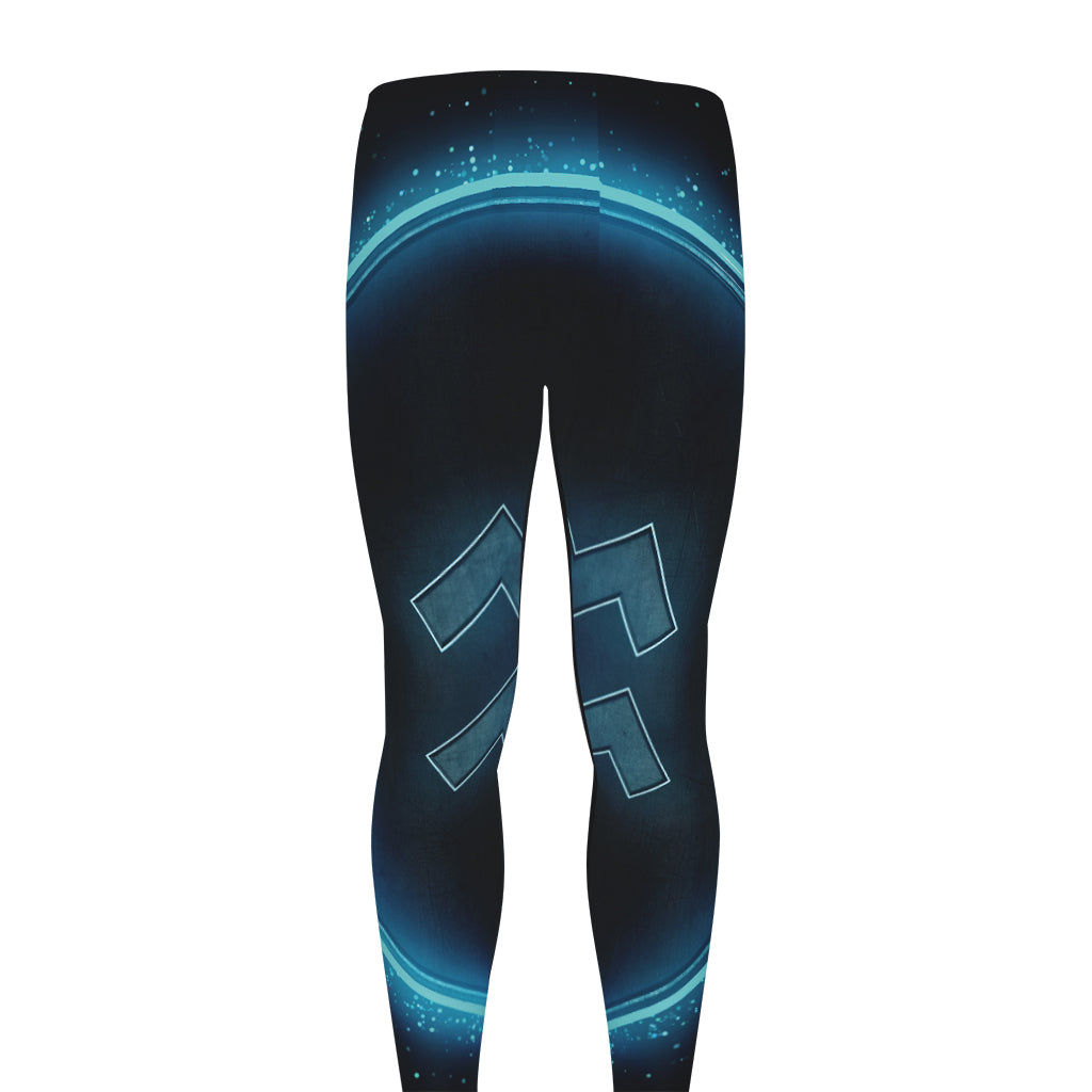 Blue Aquarius Zodiac Sign Print Men's leggings