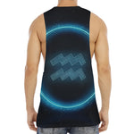 Blue Aquarius Zodiac Sign Print Men's Muscle Tank Top