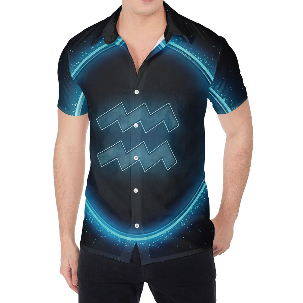 Blue Aquarius Zodiac Sign Print Men's Shirt