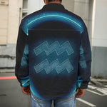 Blue Aquarius Zodiac Sign Print Men's Shirt Jacket