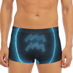 Blue Aquarius Zodiac Sign Print Men's Short Boxer Briefs