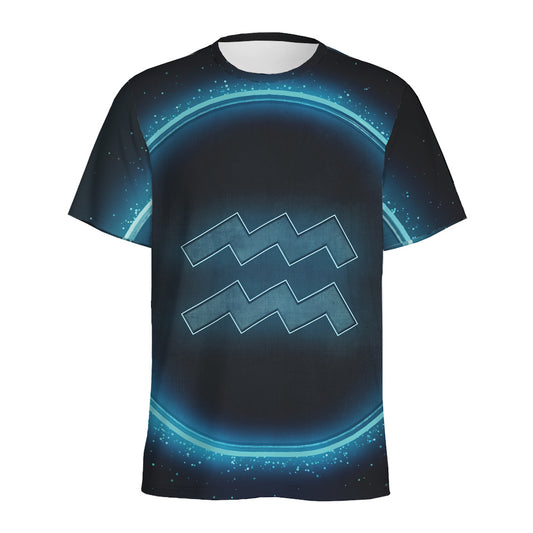Blue Aquarius Zodiac Sign Print Men's Sports T-Shirt