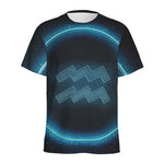 Blue Aquarius Zodiac Sign Print Men's Sports T-Shirt
