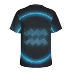 Blue Aquarius Zodiac Sign Print Men's Sports T-Shirt