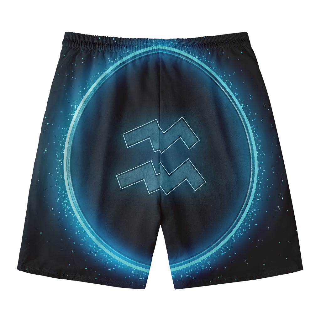 Blue Aquarius Zodiac Sign Print Men's Swim Trunks