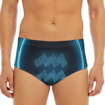 Blue Aquarius Zodiac Sign Print Men's Triangle Swim Briefs