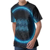 Blue Aquarius Zodiac Sign Print Men's Velvet T-Shirt