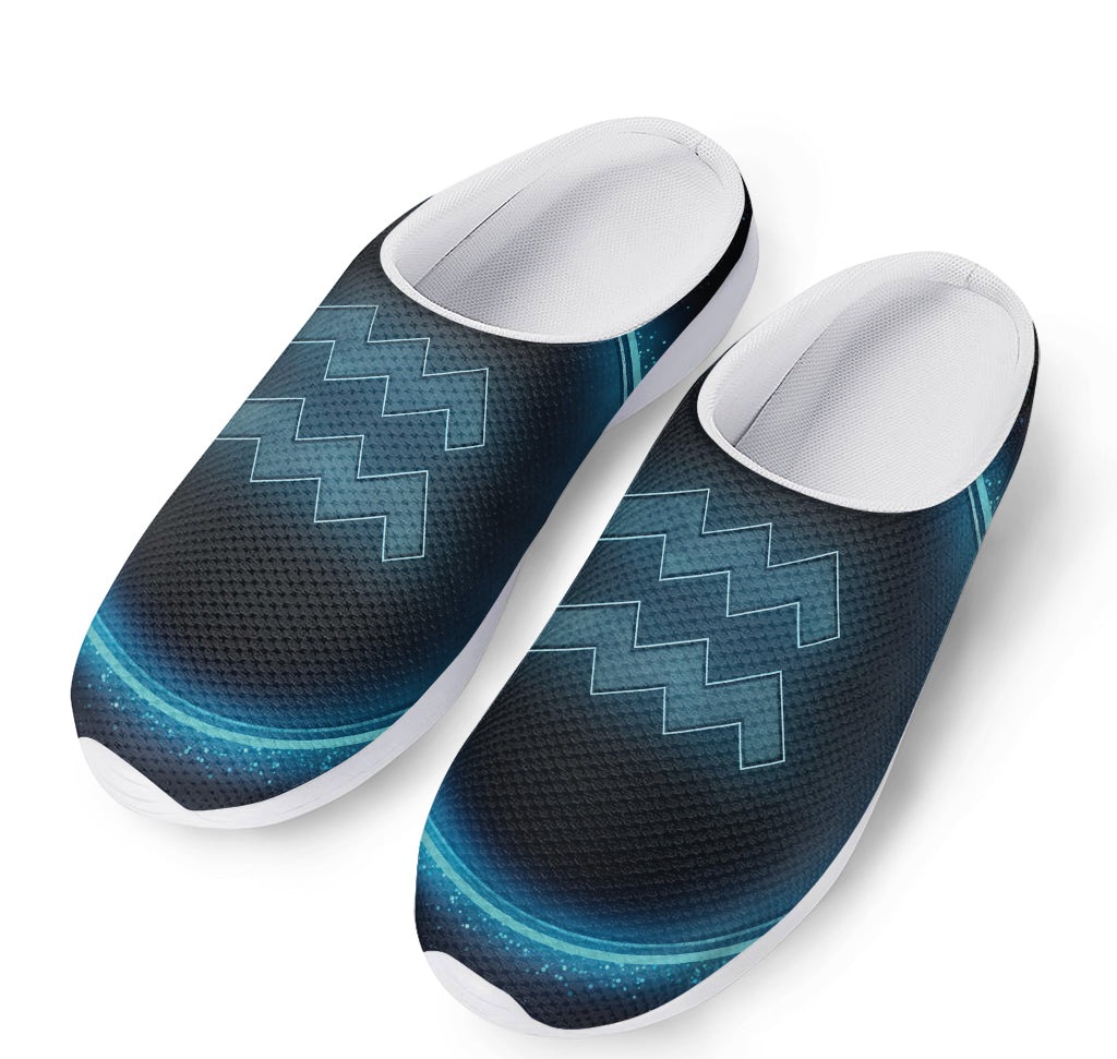 Blue Aquarius Zodiac Sign Print Mesh Casual Shoes