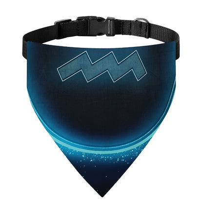 Blue Aquarius Zodiac Sign Print Over The Collar Dog Bandana