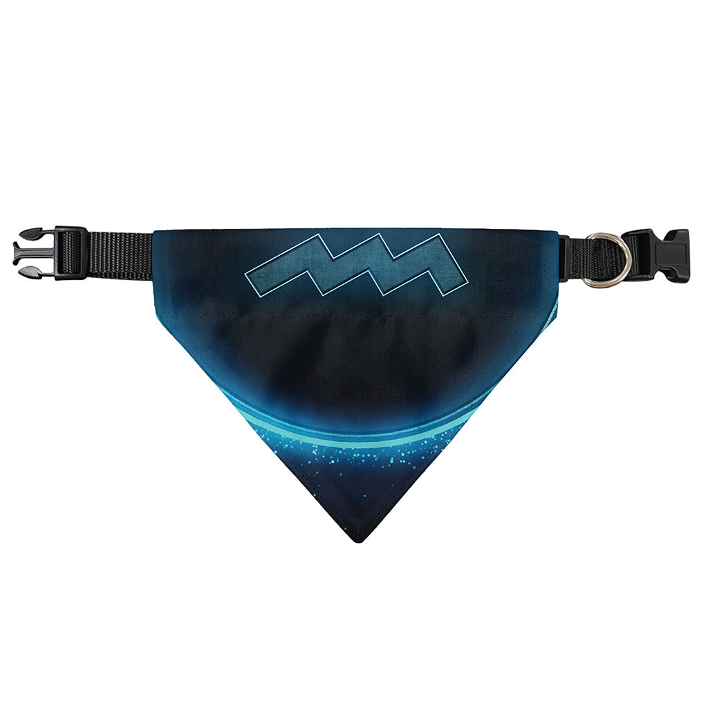 Blue Aquarius Zodiac Sign Print Over The Collar Dog Bandana
