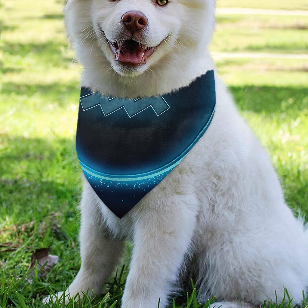 Blue Aquarius Zodiac Sign Print Over The Collar Dog Bandana