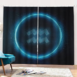 Blue Aquarius Zodiac Sign Print Pencil Pleat Curtains