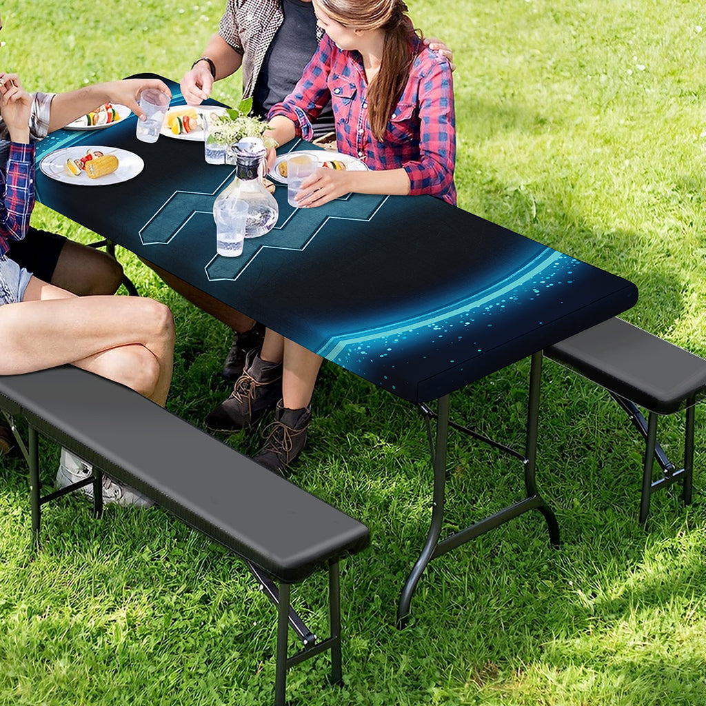 Blue Aquarius Zodiac Sign Print Picnic Table Cover