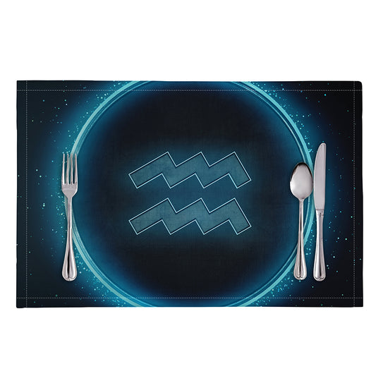 Blue Aquarius Zodiac Sign Print Placemat