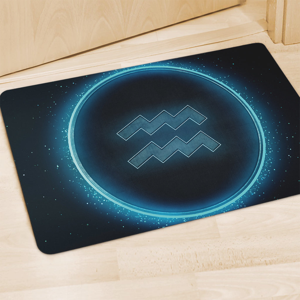 Blue Aquarius Zodiac Sign Print Polyester Doormat