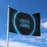 Blue Aquarius Zodiac Sign Print Polyester Flag