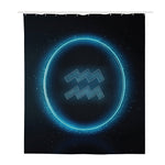 Blue Aquarius Zodiac Sign Print Polyester Shower Curtain