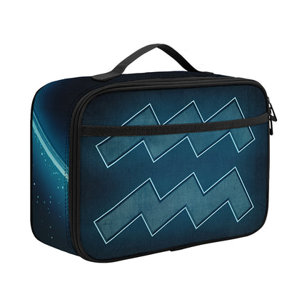 Blue Aquarius Zodiac Sign Print Portable Lunch Bag