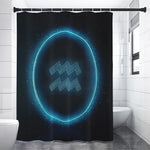 Blue Aquarius Zodiac Sign Print Premium Shower Curtain