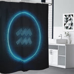 Blue Aquarius Zodiac Sign Print Premium Shower Curtain